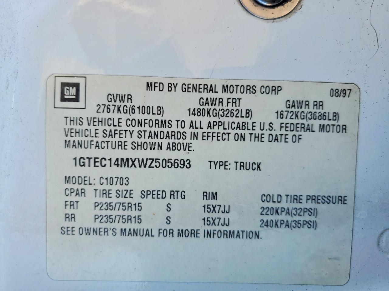 1998 GMC SIERRA C1500 photo 12