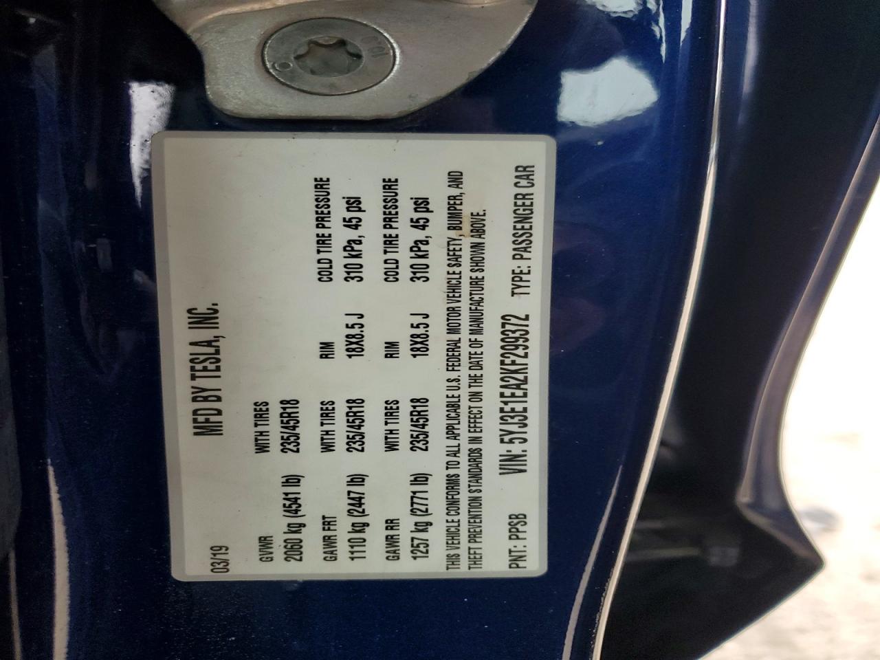 2019 TESLA MODEL 3 photo 25