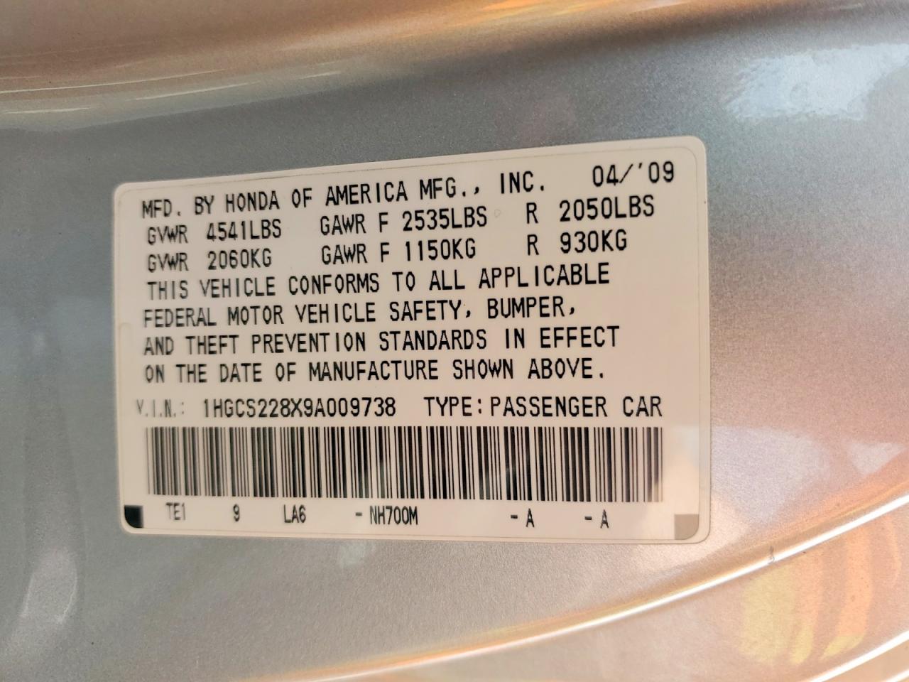 2009 HONDA ACCORD EXL photo 23