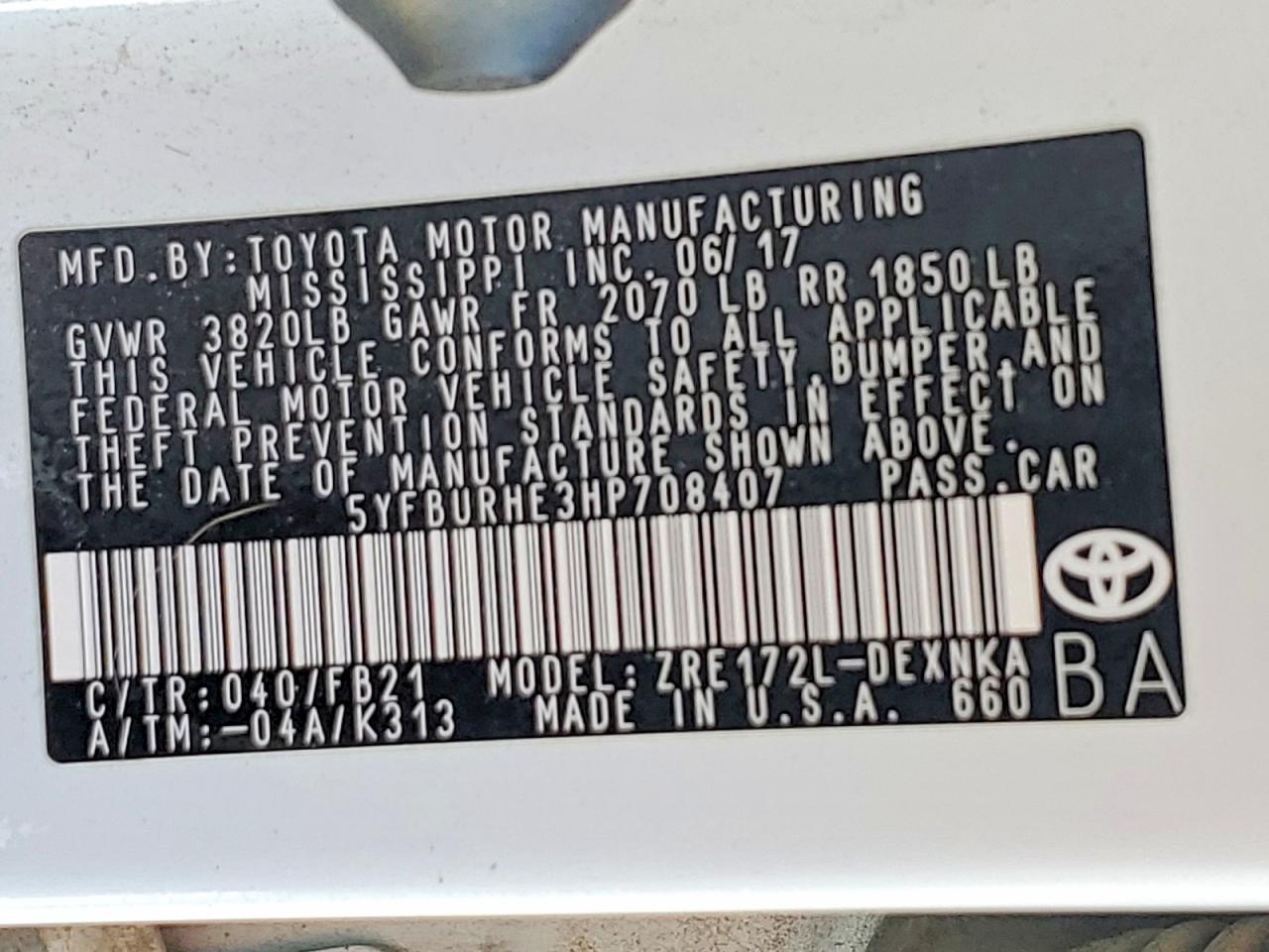 2017 TOYOTA COROLLA LE photo 34