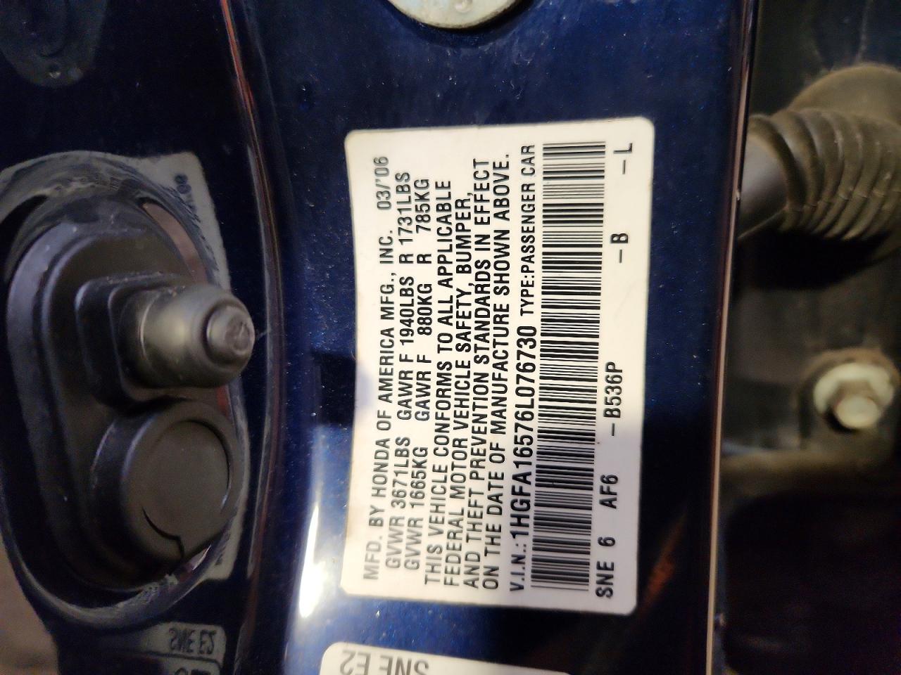2006 HONDA CIVIC LX photo 13