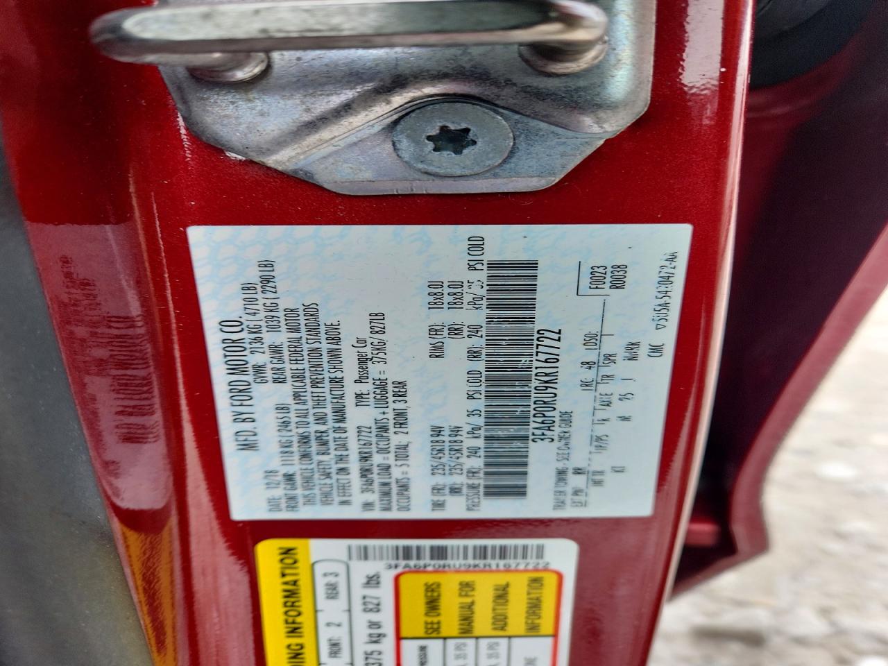 2019 FORD FUSION TITANIUM photo 37