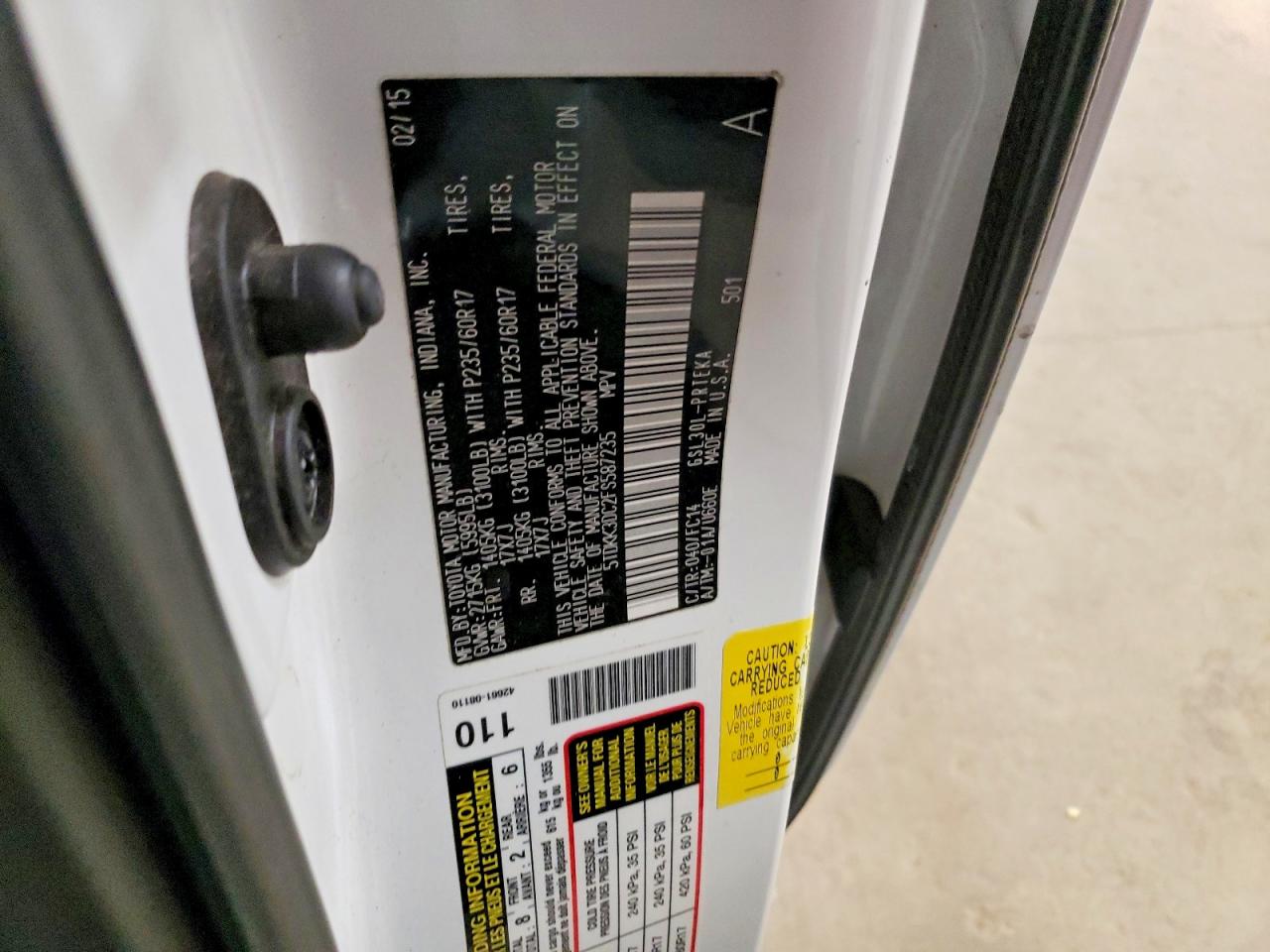 2015 TOYOTA SIENNA LE 8-PASSENGER photo 14