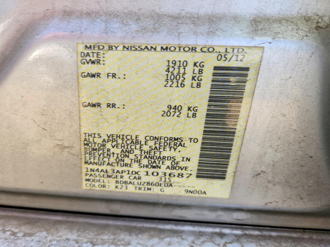 2013 NISSAN ALTIMA 2.5 photo 25