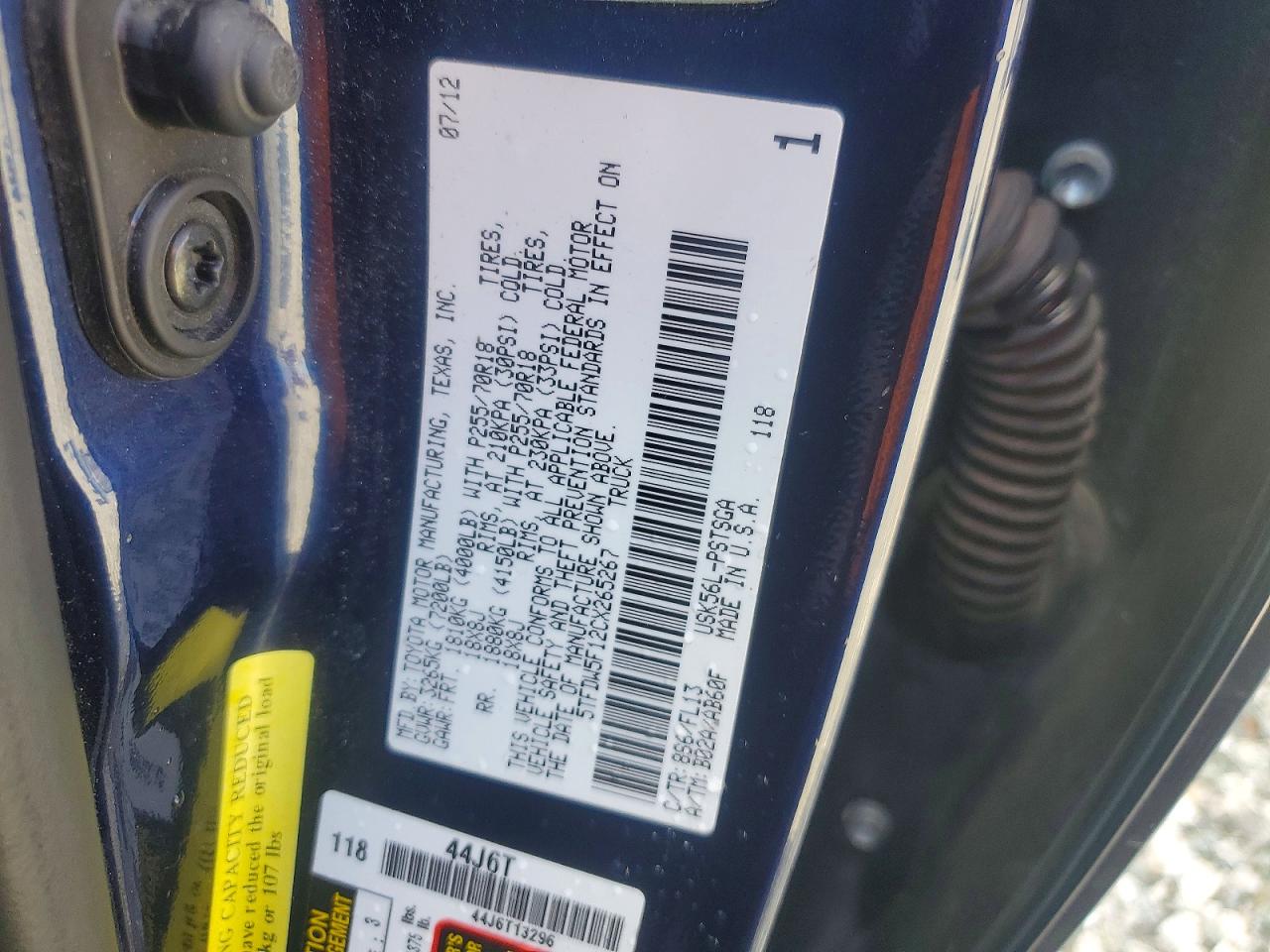 2012 TOYOTA TUNDRA GRADE photo 12
