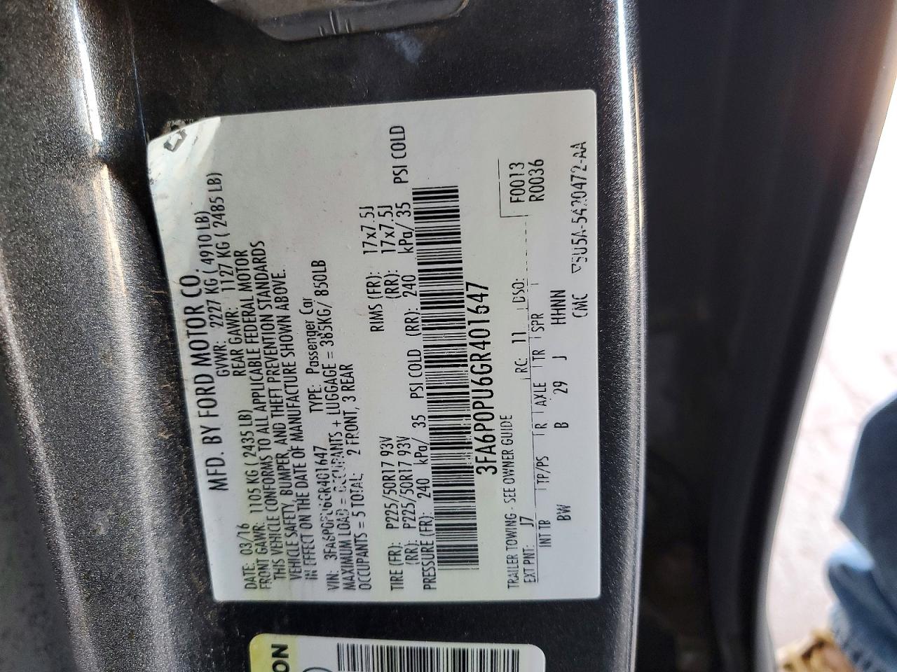 2016 FORD FUSION SE PHEV photo 23