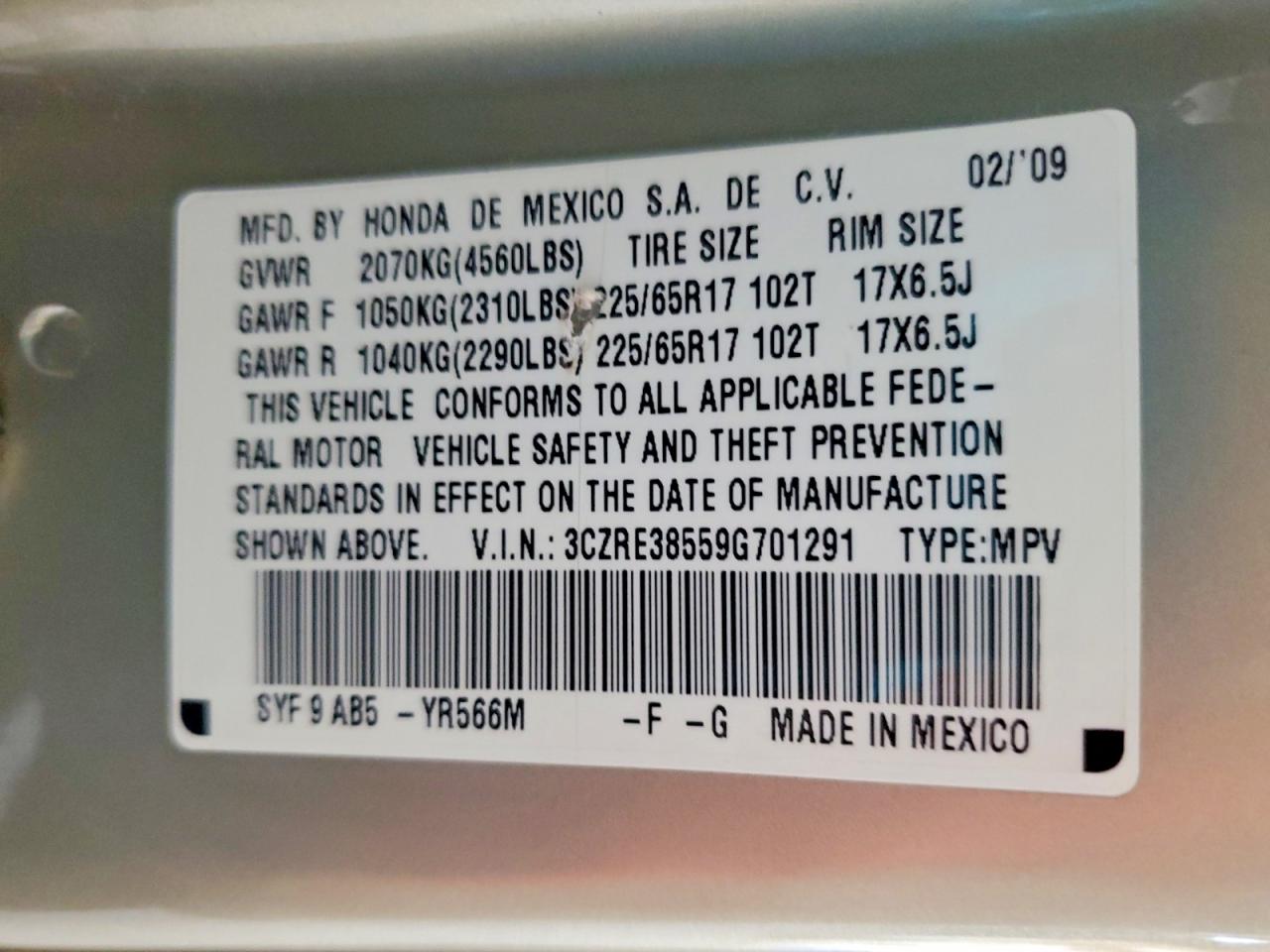 2009 HONDA CR-V EX photo 34