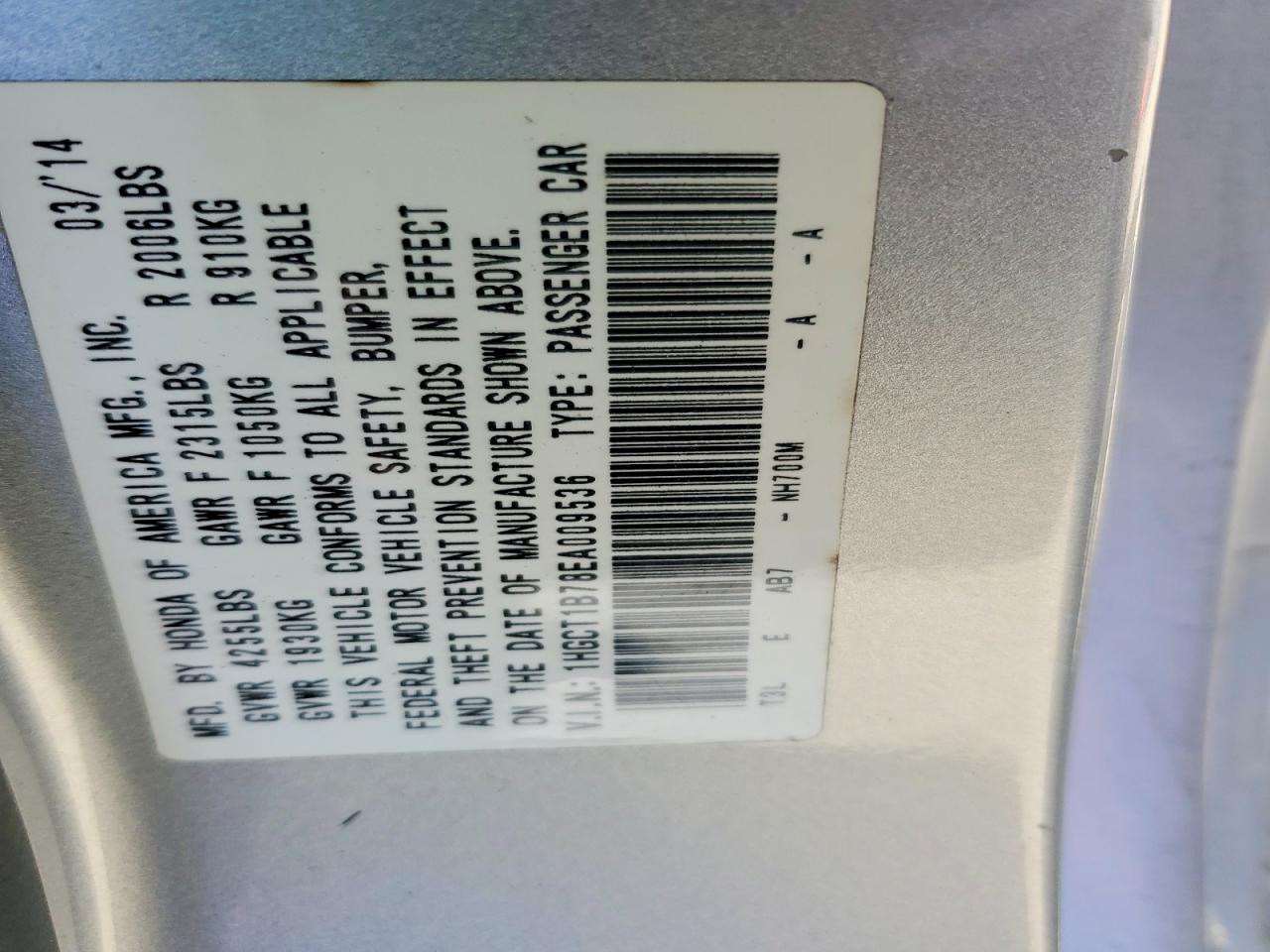 2014 HONDA ACCORD EX photo 23