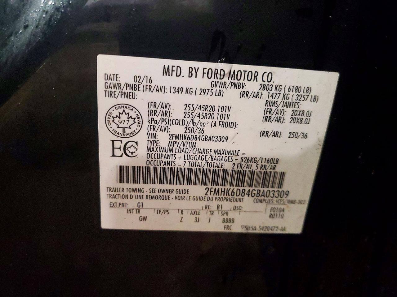 2016 FORD FLEX LIMITED photo 13