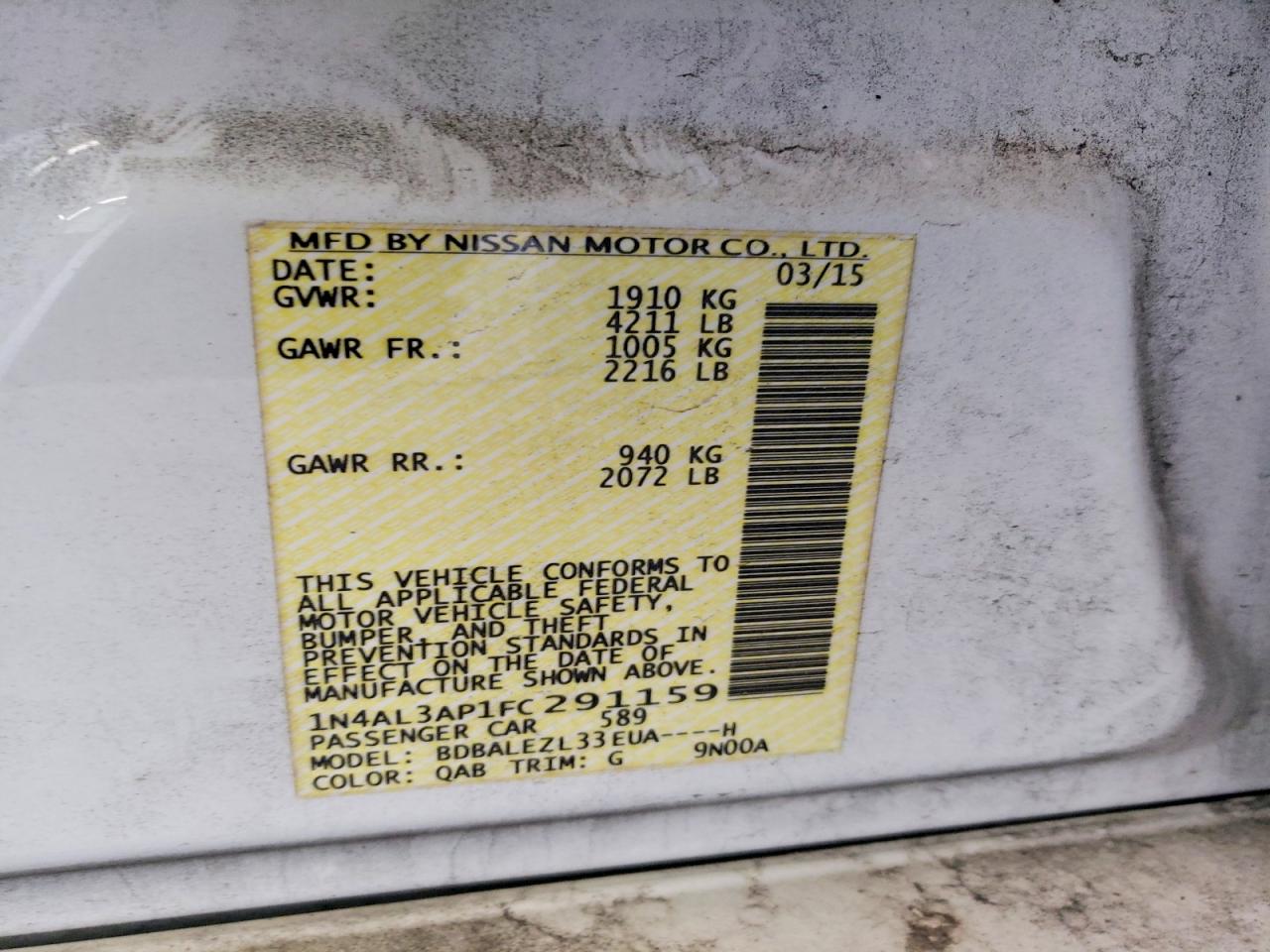 2015 NISSAN ALTIMA 2.5 S photo 37
