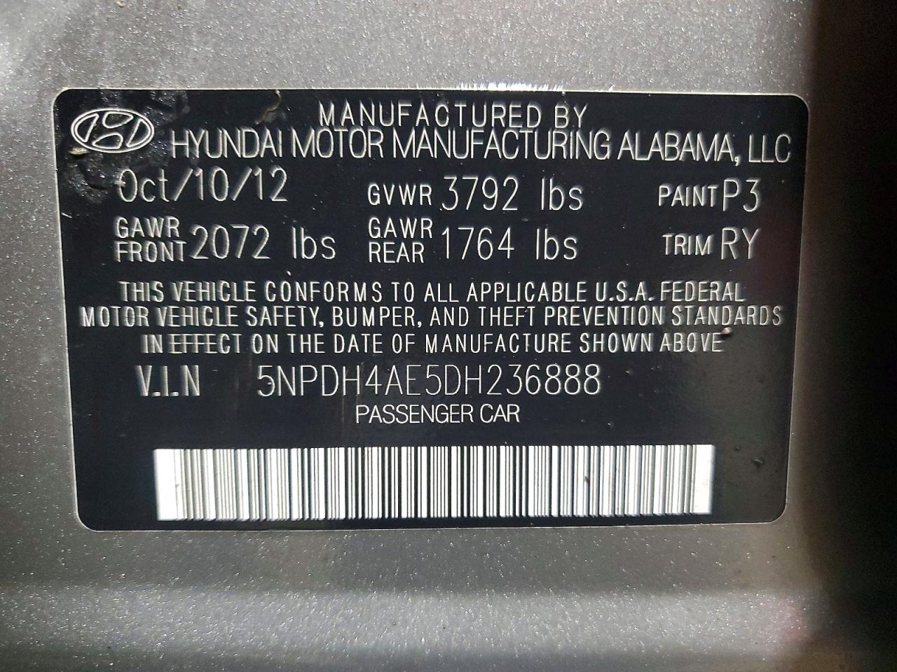 2013 HYUNDAI ELANTRA LIMITED photo 12