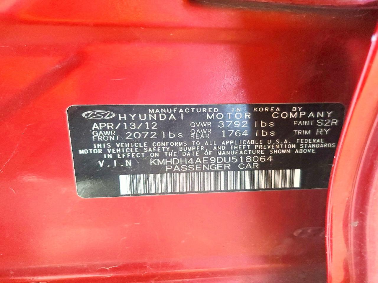 2013 HYUNDAI ELANTRA LIMITED photo 12