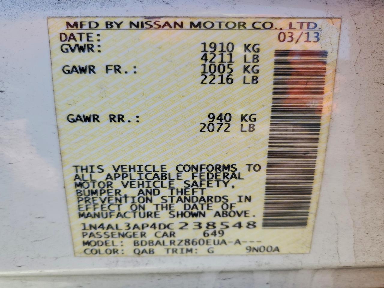 2013 NISSAN ALTIMA 2.5 photo 12