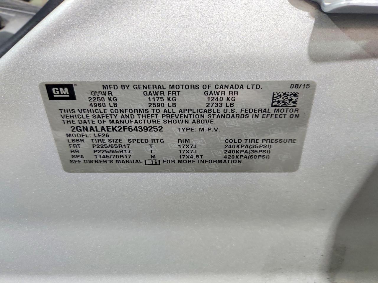 2015 CHEVROLET EQUINOX LS photo 25