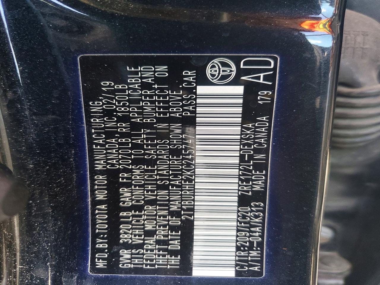 2019 TOYOTA COROLLA SE photo 13