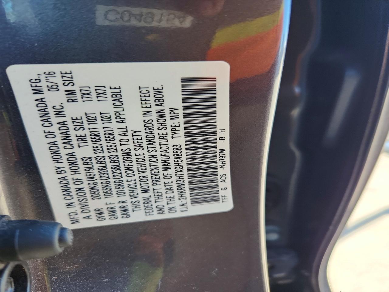 2016 HONDA CR-V EXL photo 14