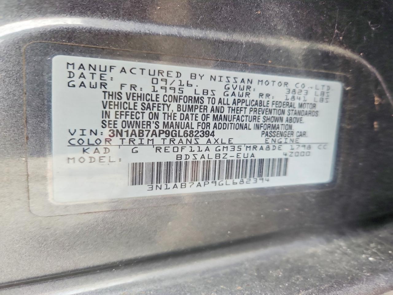 2016 NISSAN SENTRA S photo 13