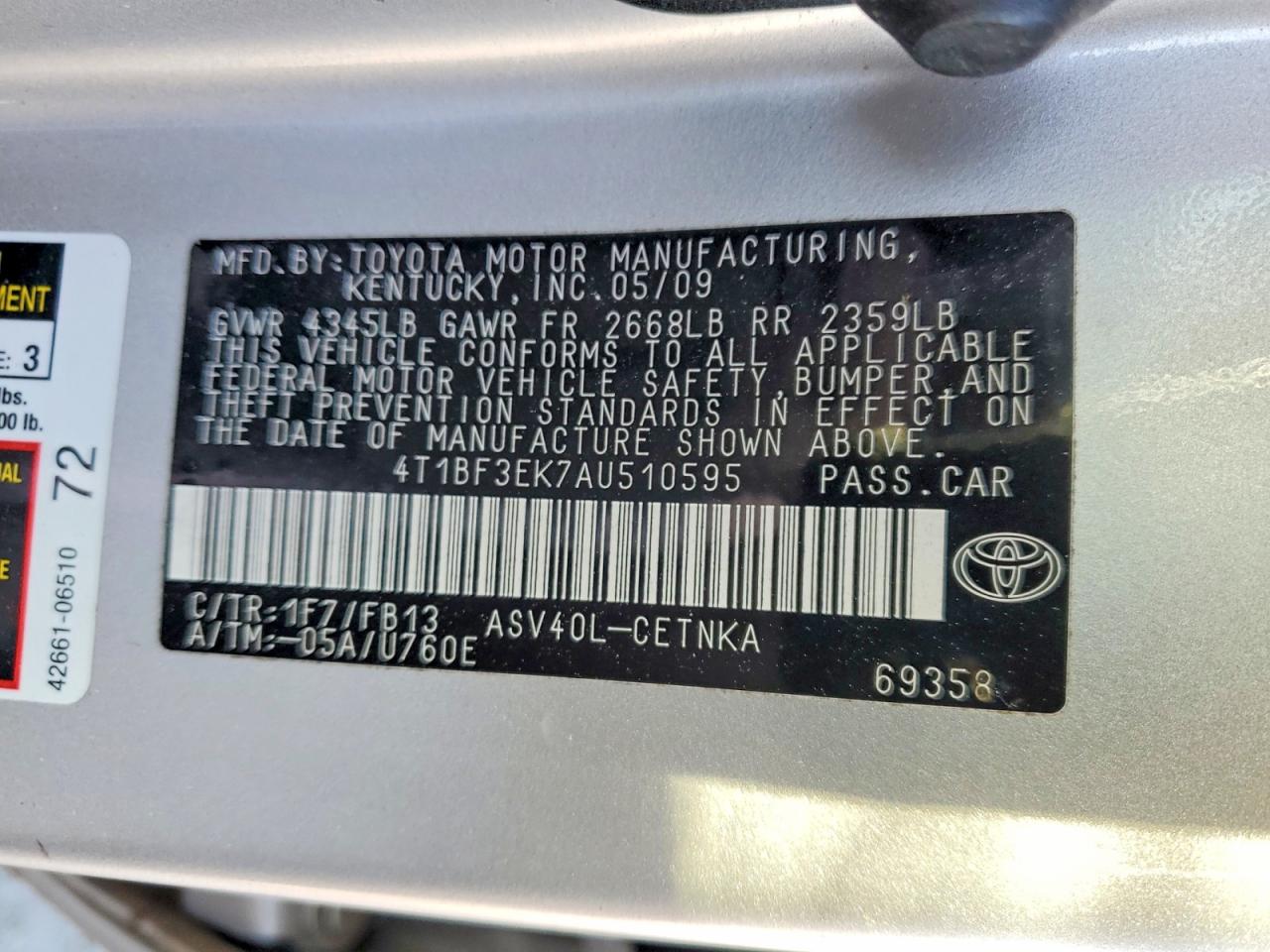 2010 TOYOTA CAMRY BASE photo 23