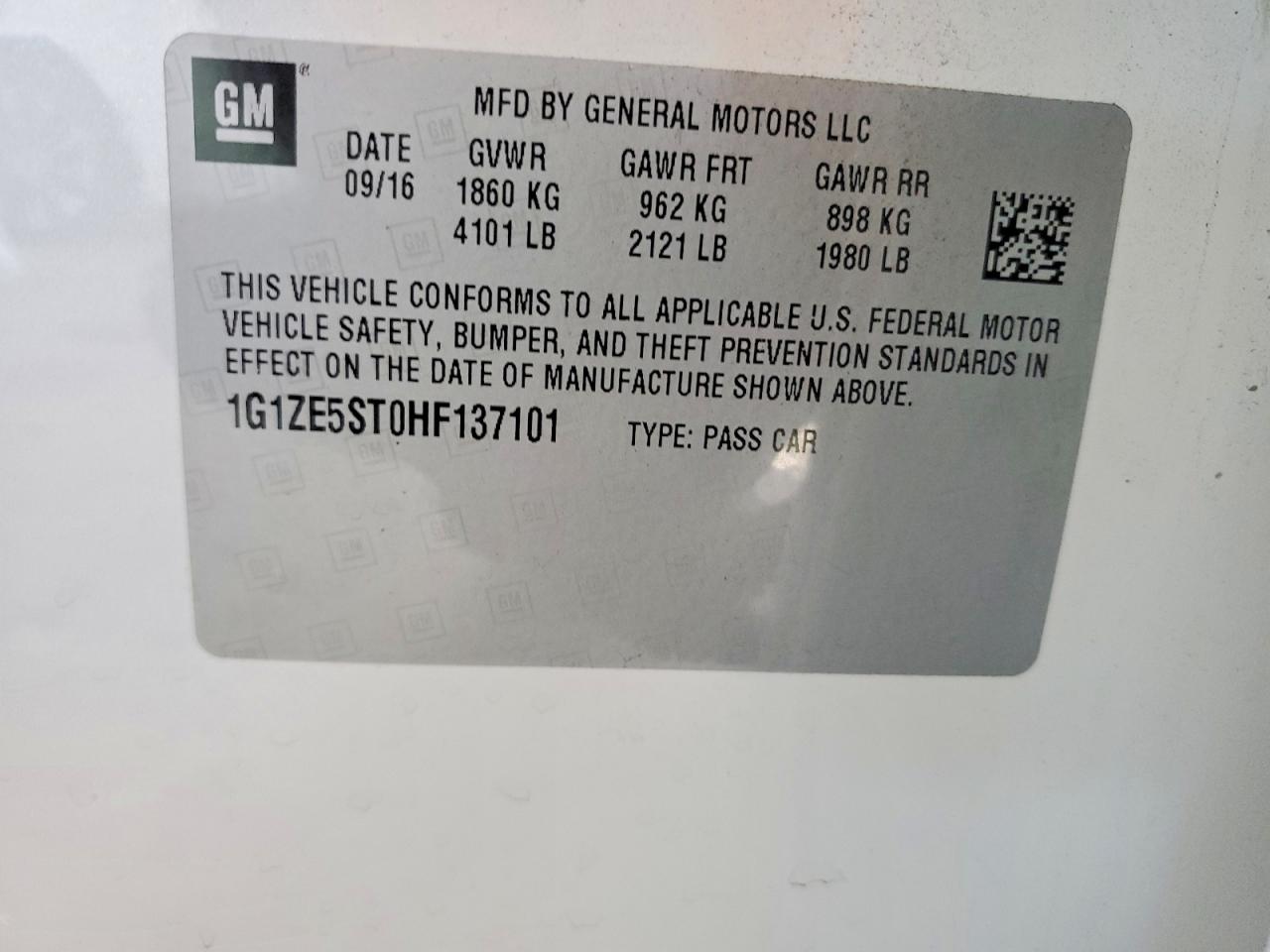 2017 CHEVROLET MALIBU LT photo 23