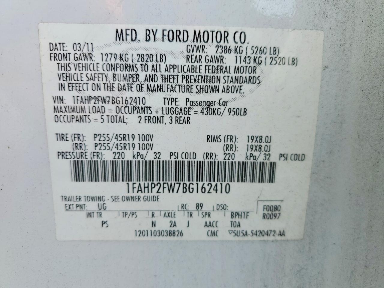2011 FORD TAURUS LIMITED photo 23