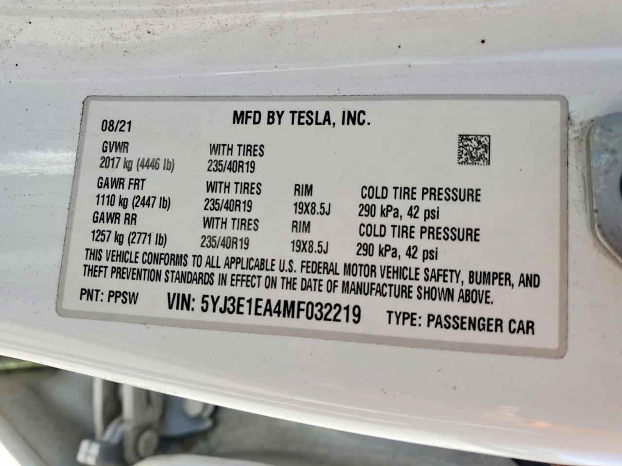 2021 TESLA MODEL 3 photo 12