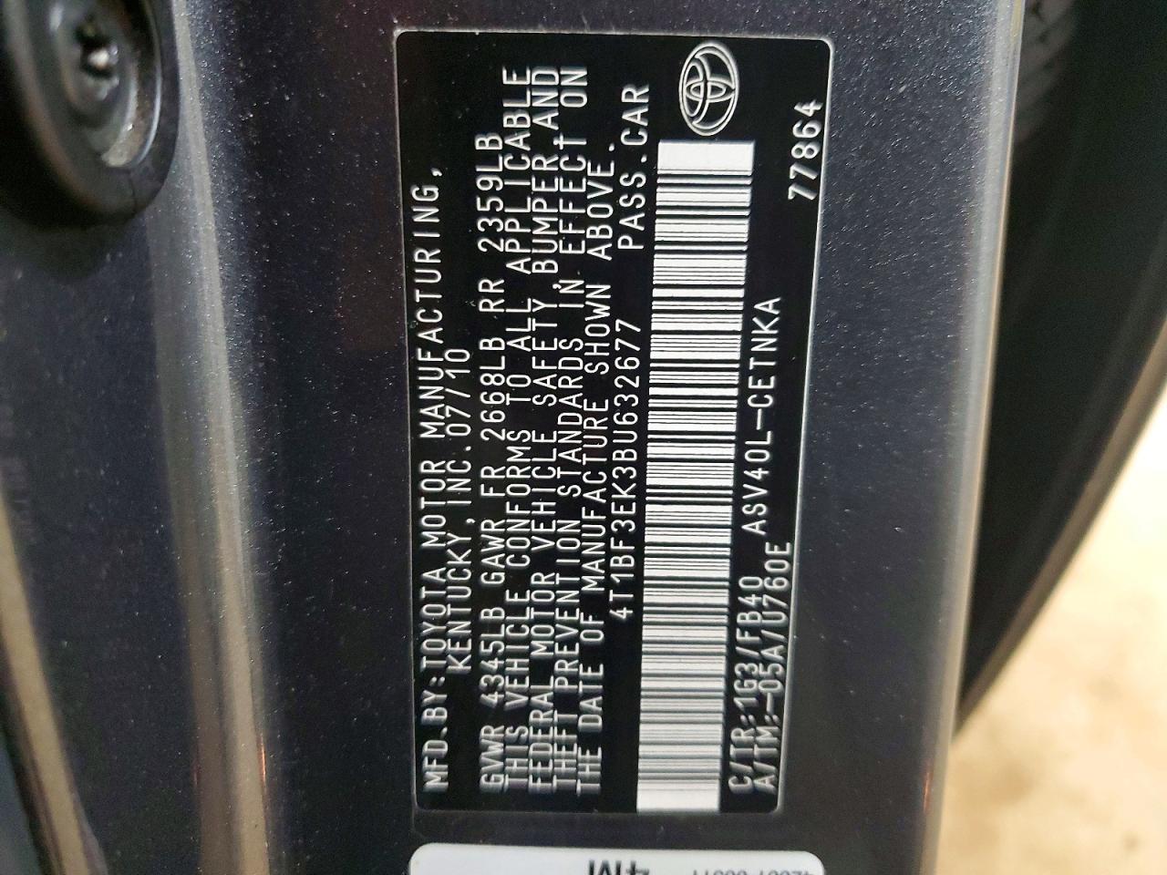 2011 TOYOTA CAMRY LE photo 23