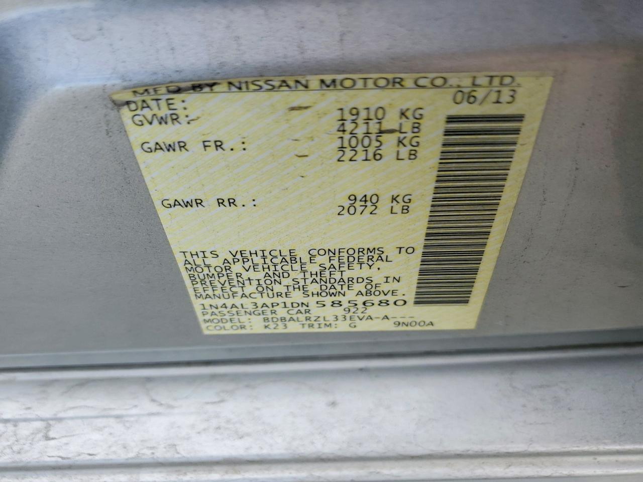 2013 NISSAN ALTIMA 2.5 photo 12