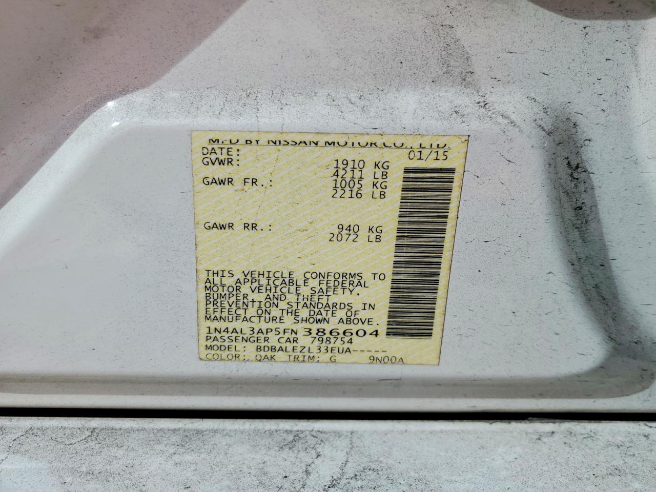 2015 NISSAN ALTIMA 2.5 S photo 23