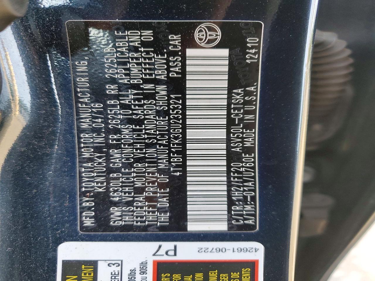 2016 TOYOTA CAMRY LE photo 25