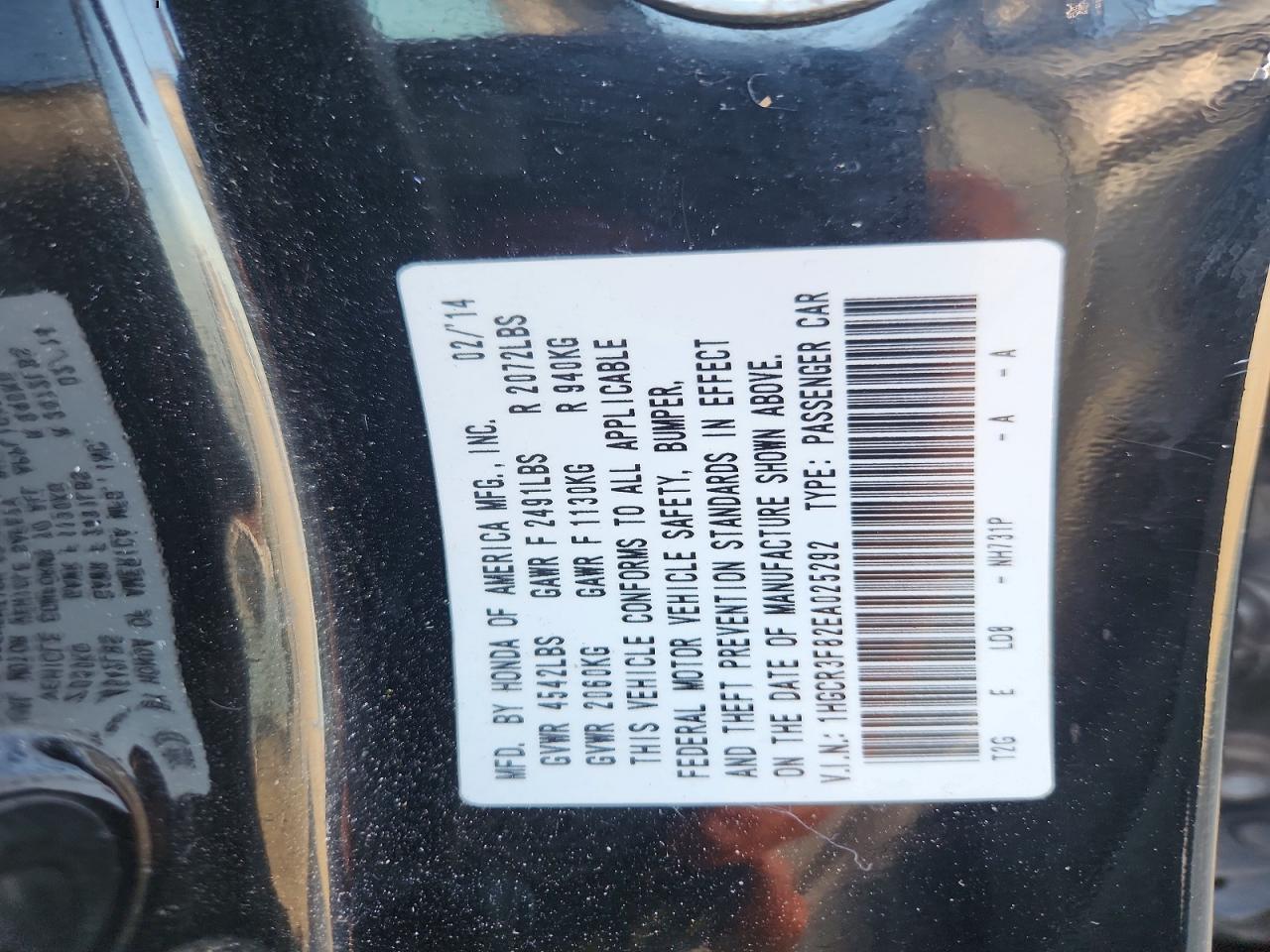 2014 HONDA ACCORD EXL photo 23