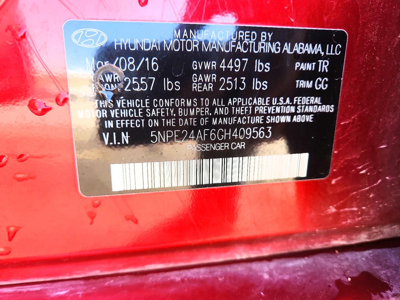 2016 HYUNDAI SONATA BASE photo 12