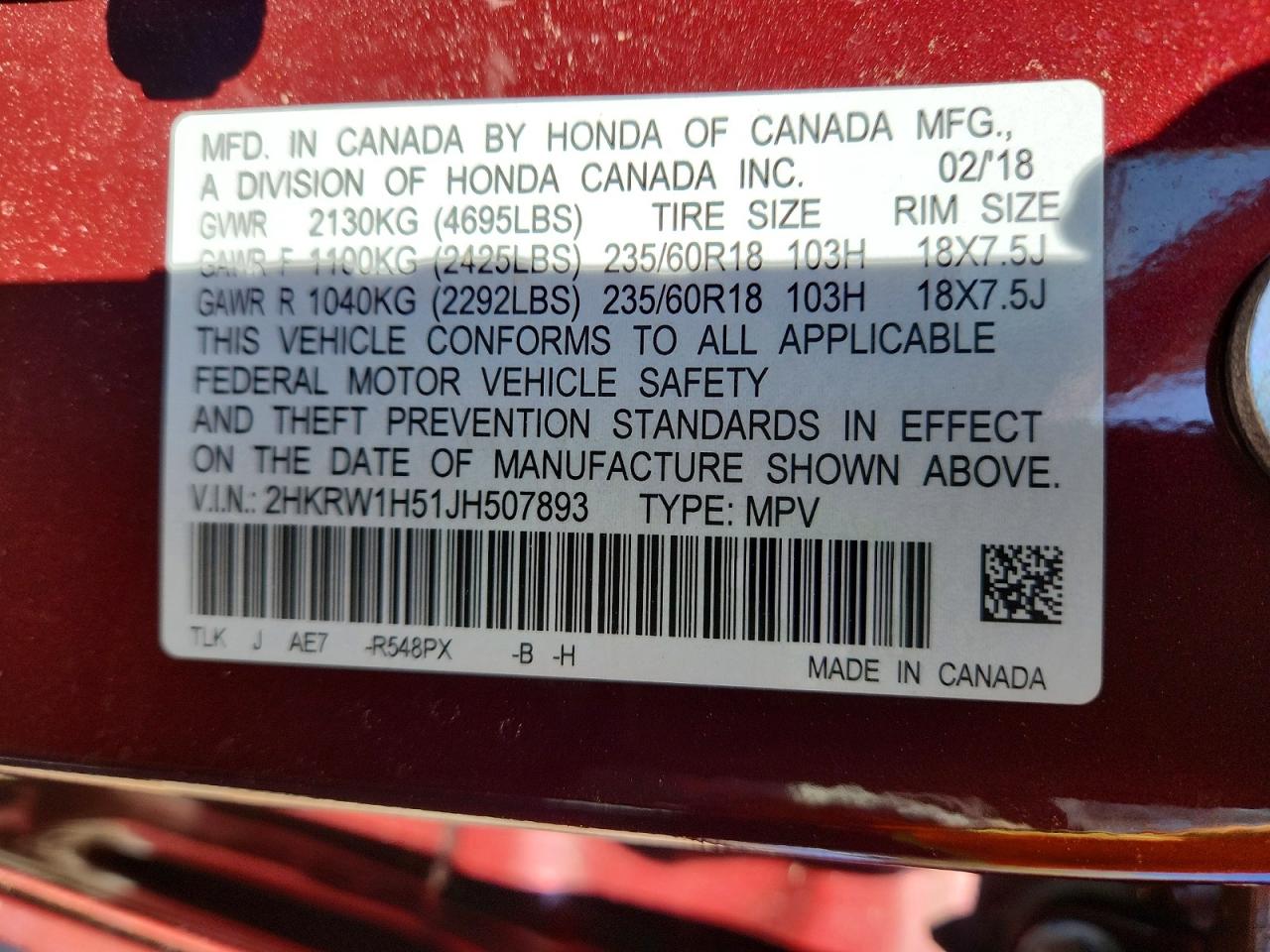 2018 HONDA CR-V EX photo 25