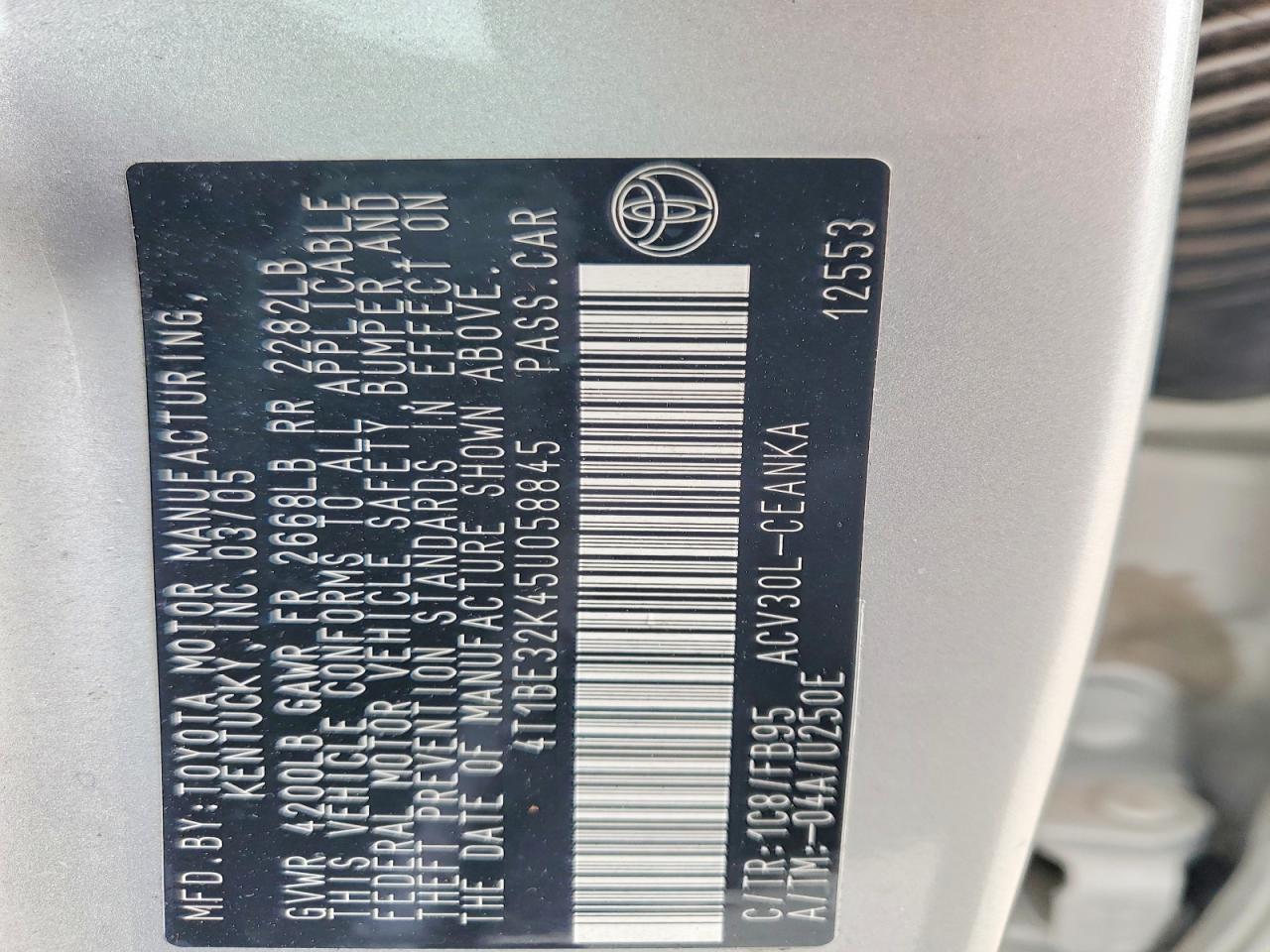 2005 TOYOTA CAMRY LE photo 23
