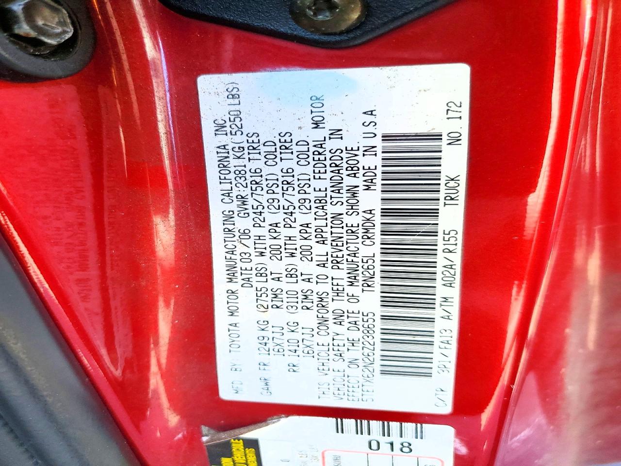 2006 TOYOTA TACOMA PRERUNNER photo 12
