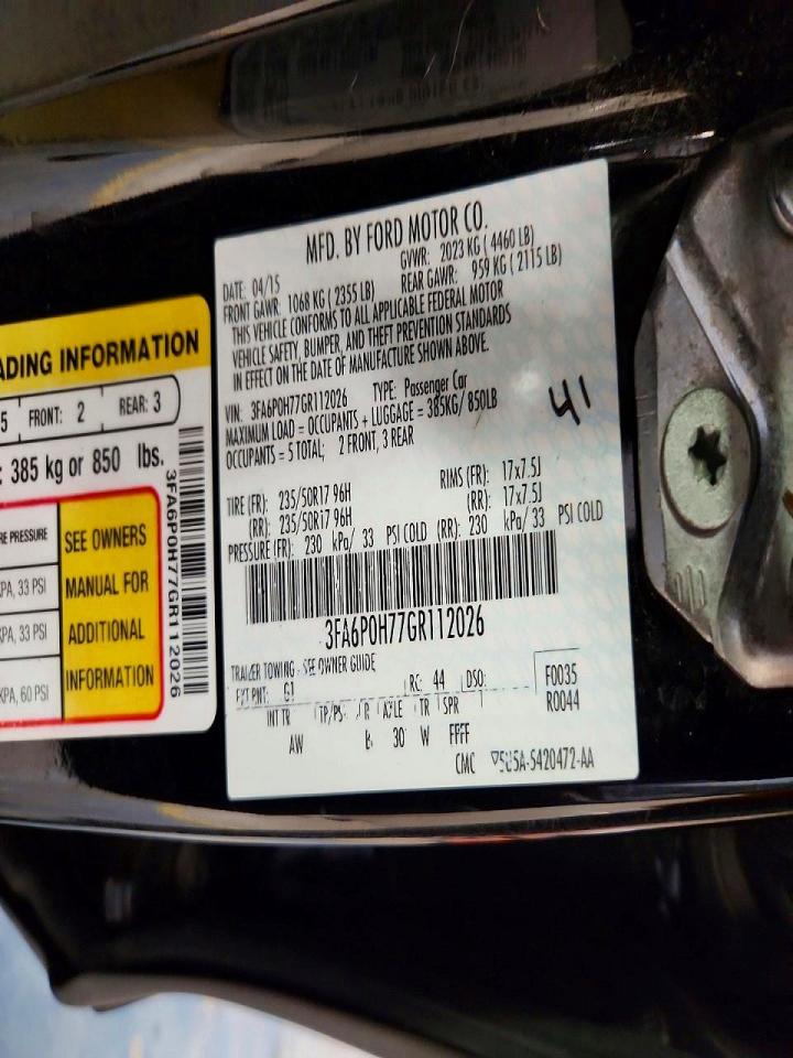 2016 FORD FUSION SE photo 12