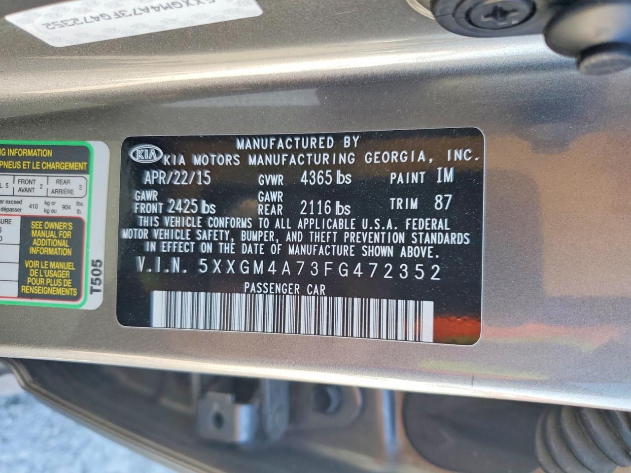 2015 KIA OPTIMA photo 23