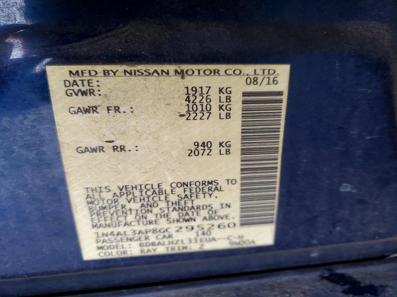 2016 NISSAN ALTIMA 2.5 SR photo 23
