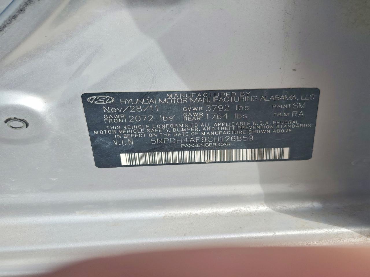 2012 HYUNDAI ELANTRA GLS photo 12