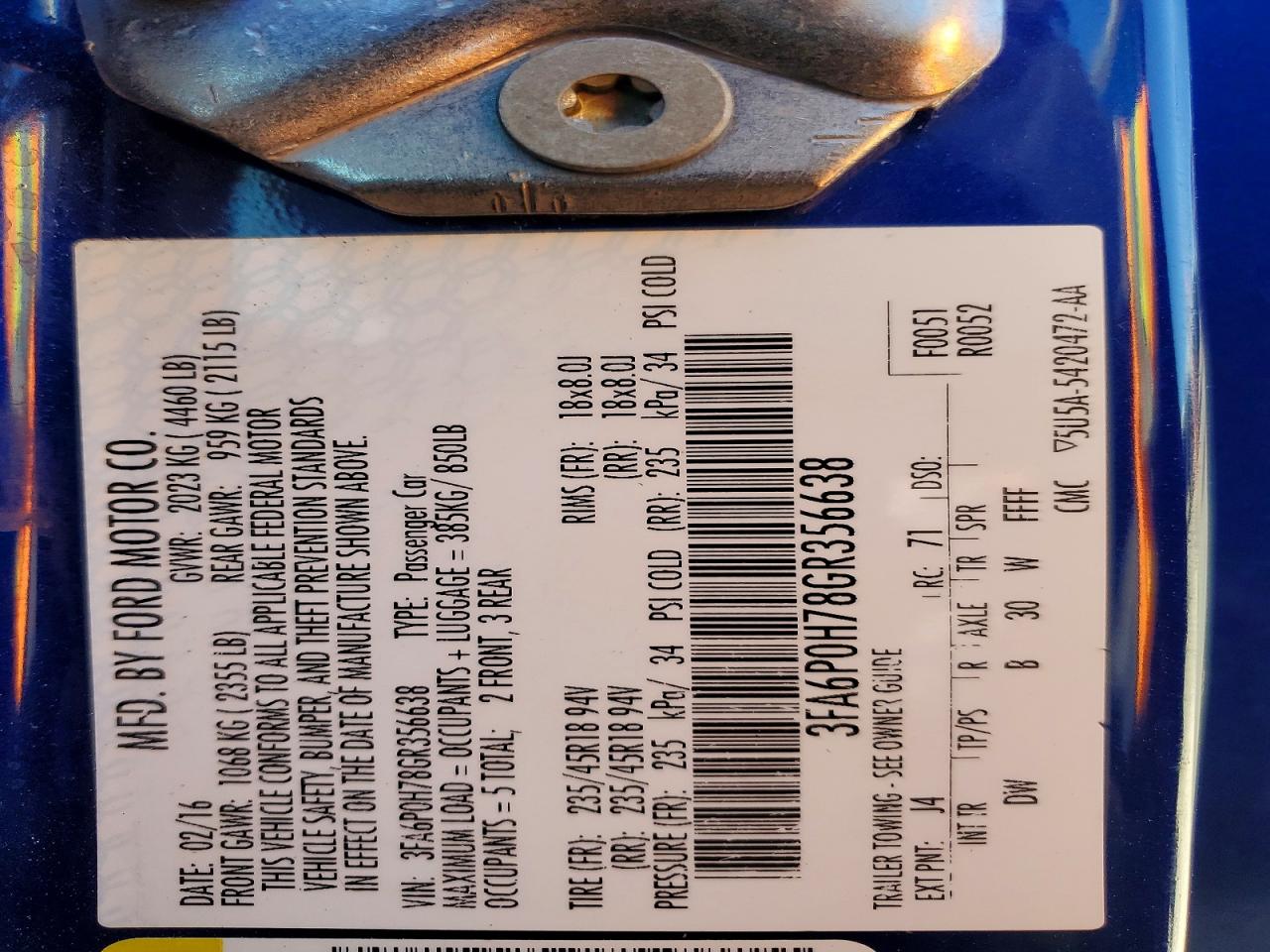 2016 FORD FUSION SE photo 12
