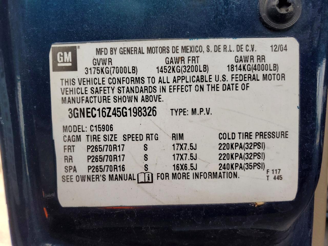 2005 CHEVROLET SUBURBAN C1500 photo 25