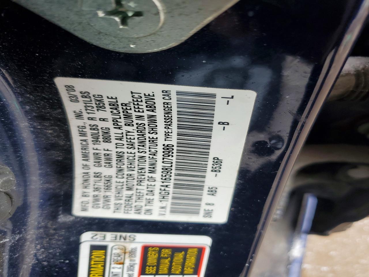 2008 HONDA CIVIC LX photo 23