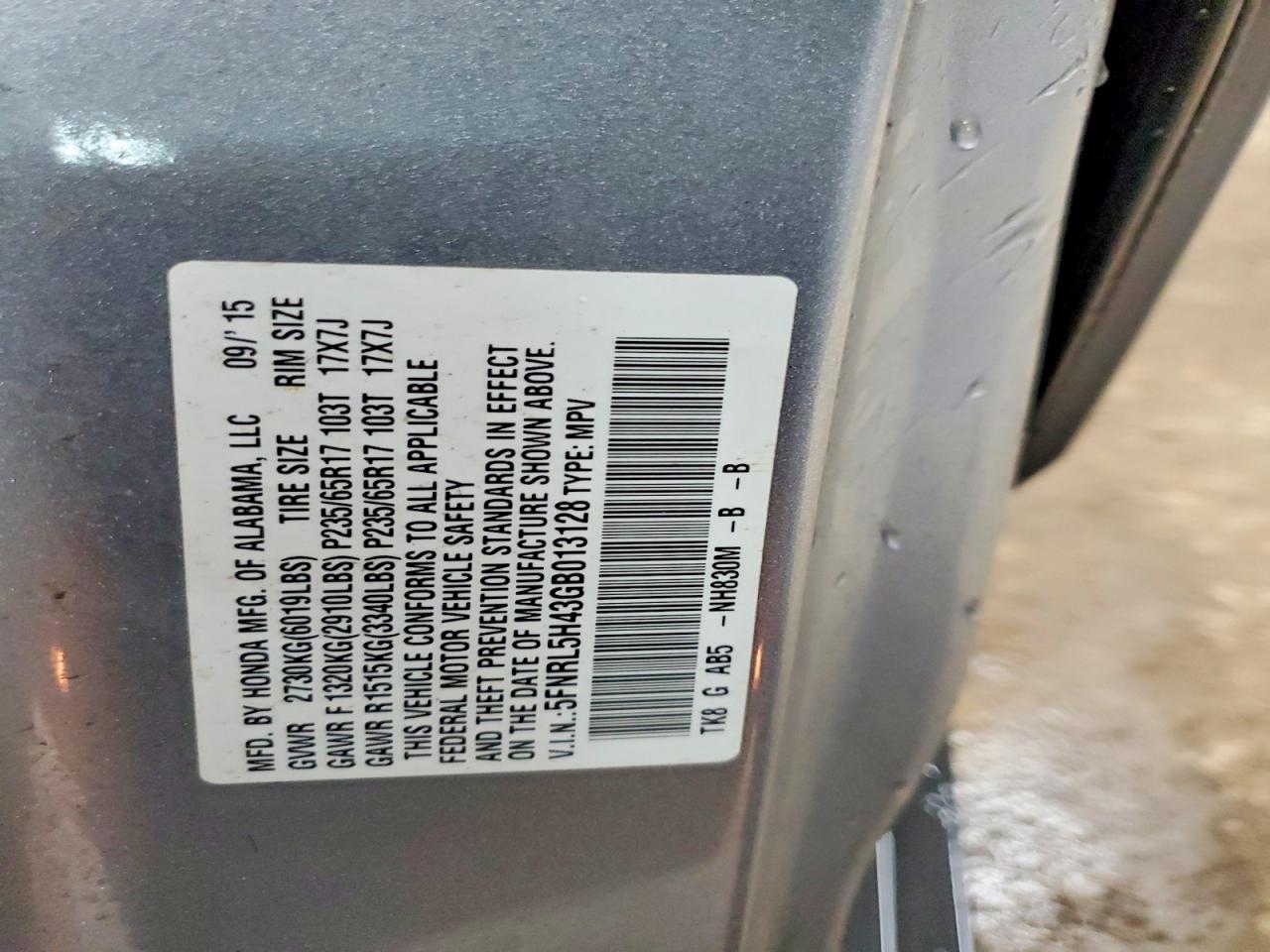 2016 HONDA ODYSSEY EX photo 25