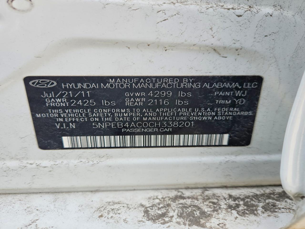 2012 HYUNDAI SONATA photo 12