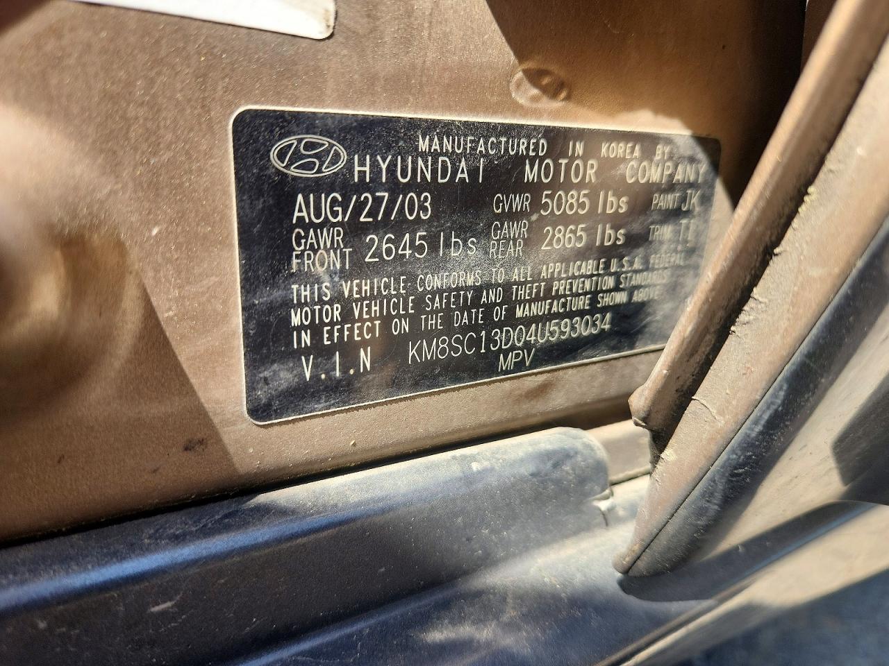 2004 HYUNDAI SANTA FE GLS photo 25