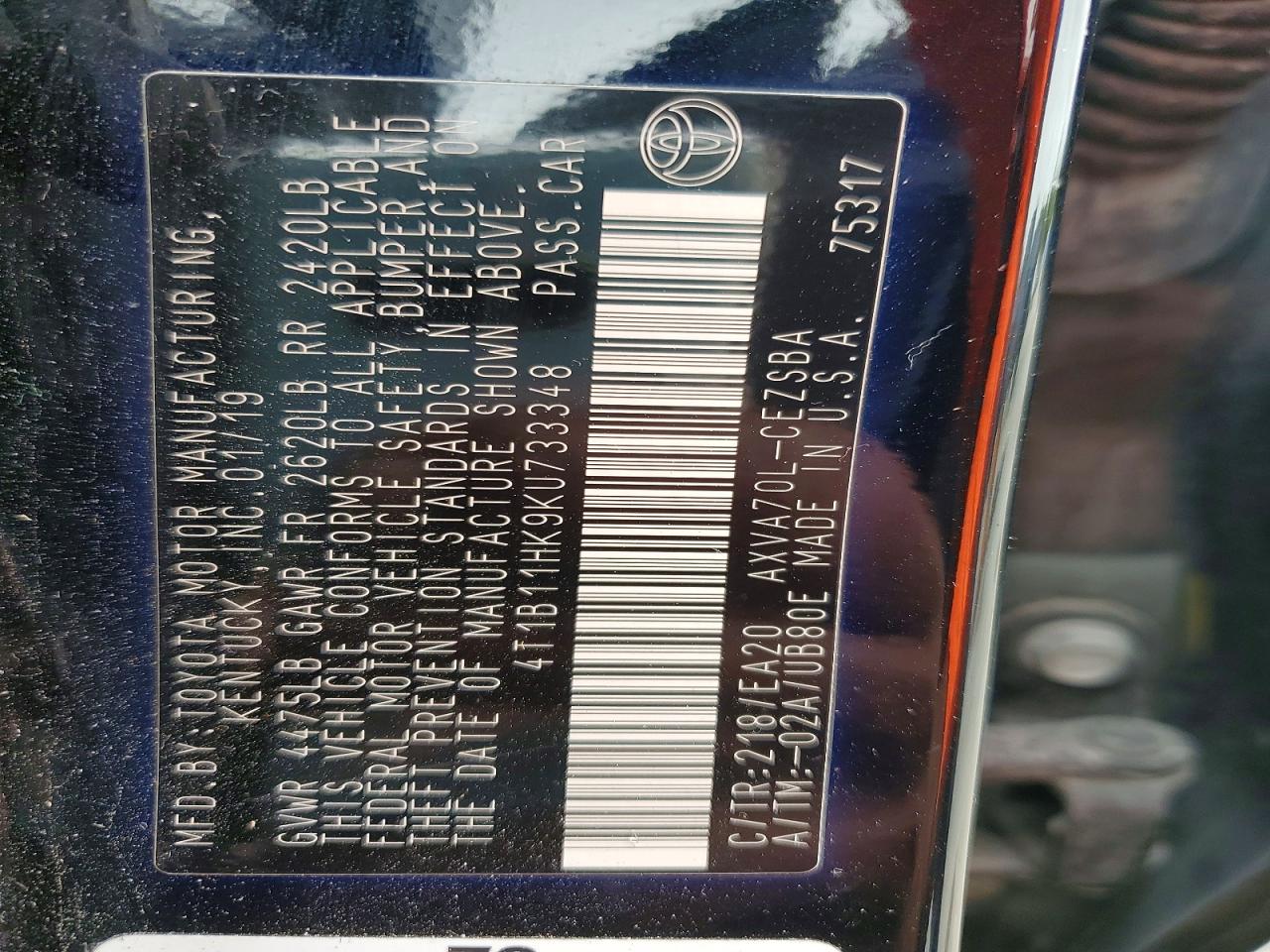 2019 TOYOTA CAMRY SE photo 23