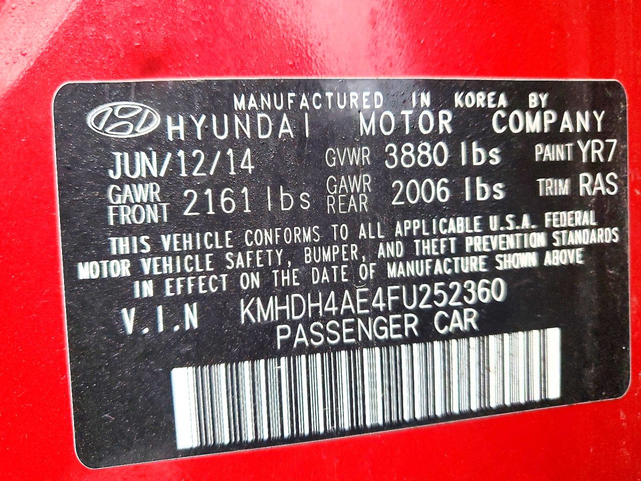 2015 HYUNDAI ELANTRA SE photo 37