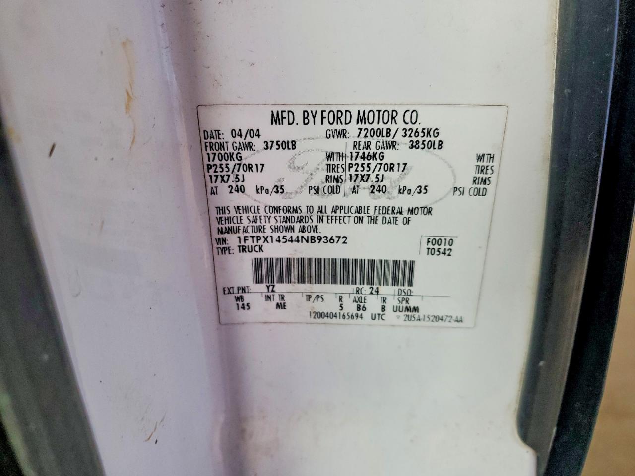 2004 FORD F150 photo 12