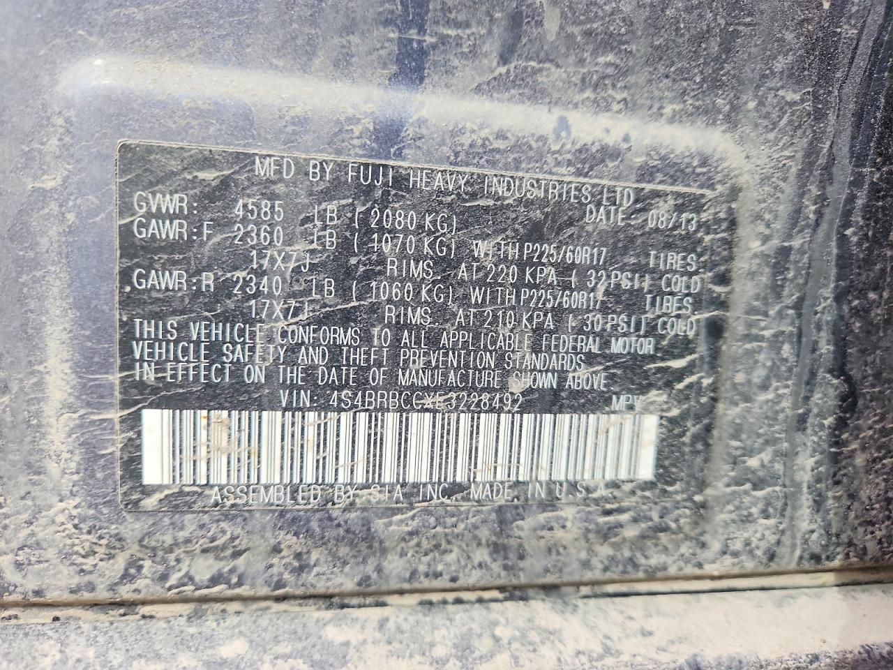 2014 SUBARU OUTBACK 2.5I PREMIUM photo 13