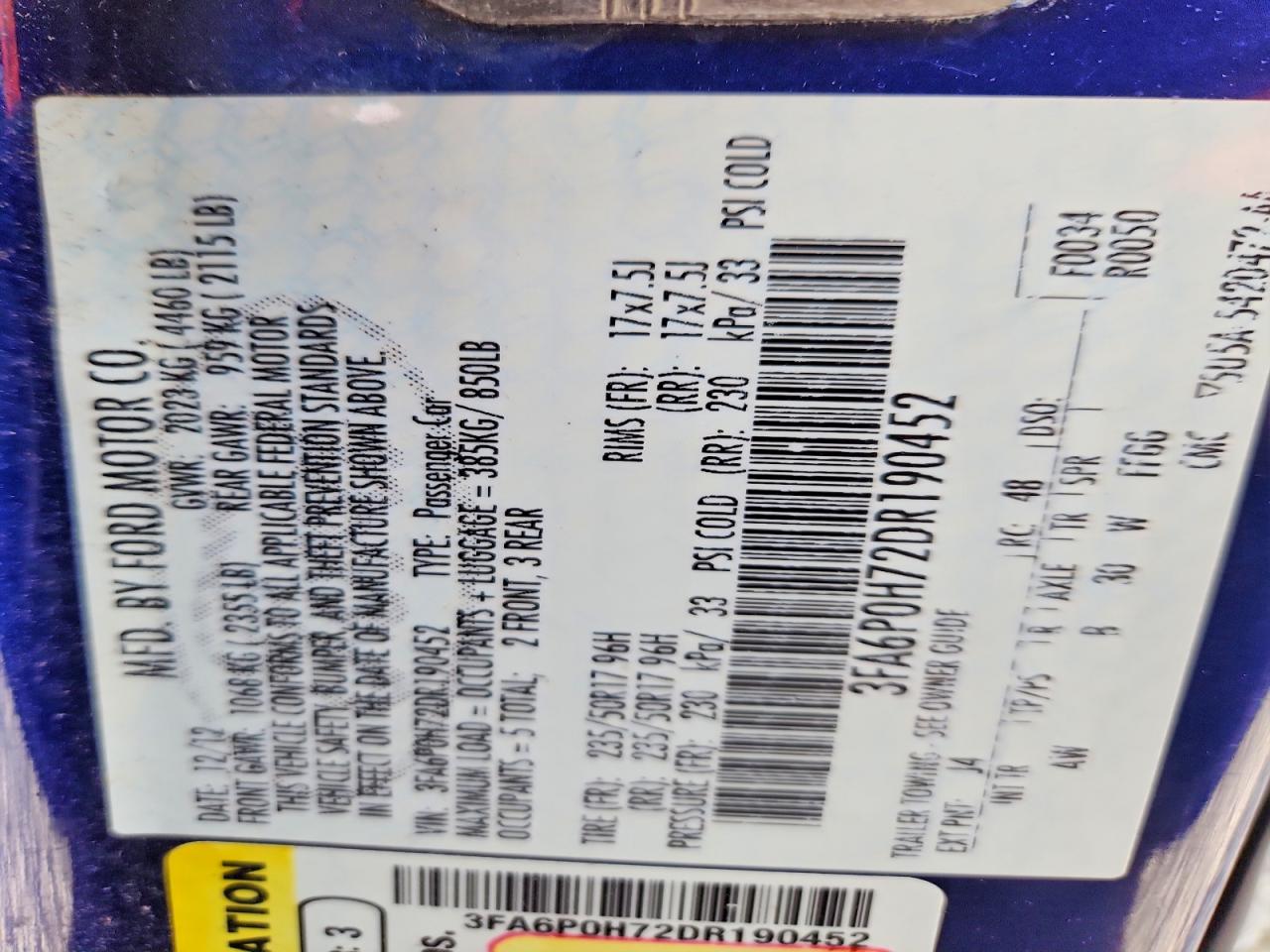 2013 FORD FUSION SE photo 23