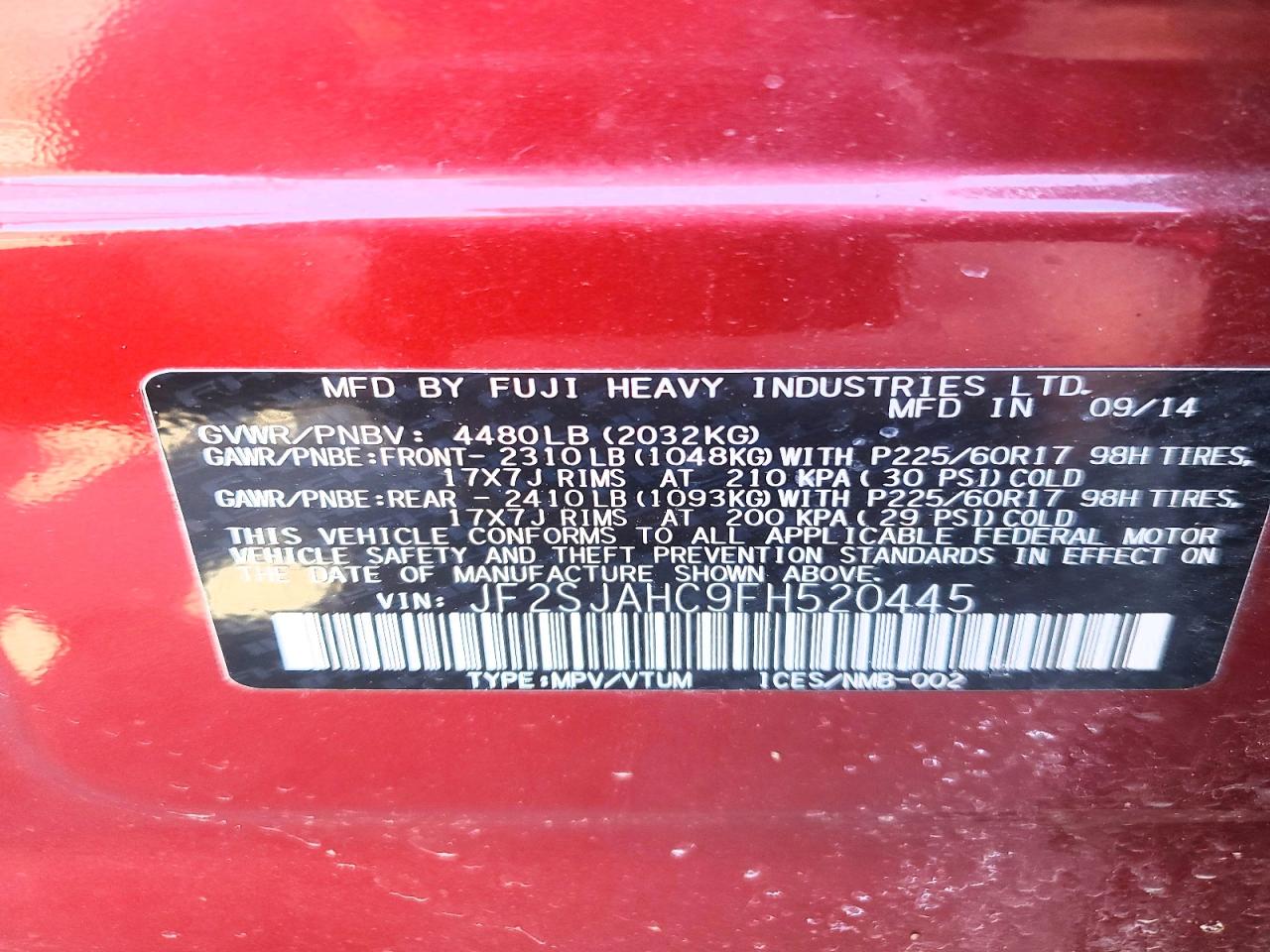 2015 SUBARU FORESTER 2.5I LIMITED photo 14